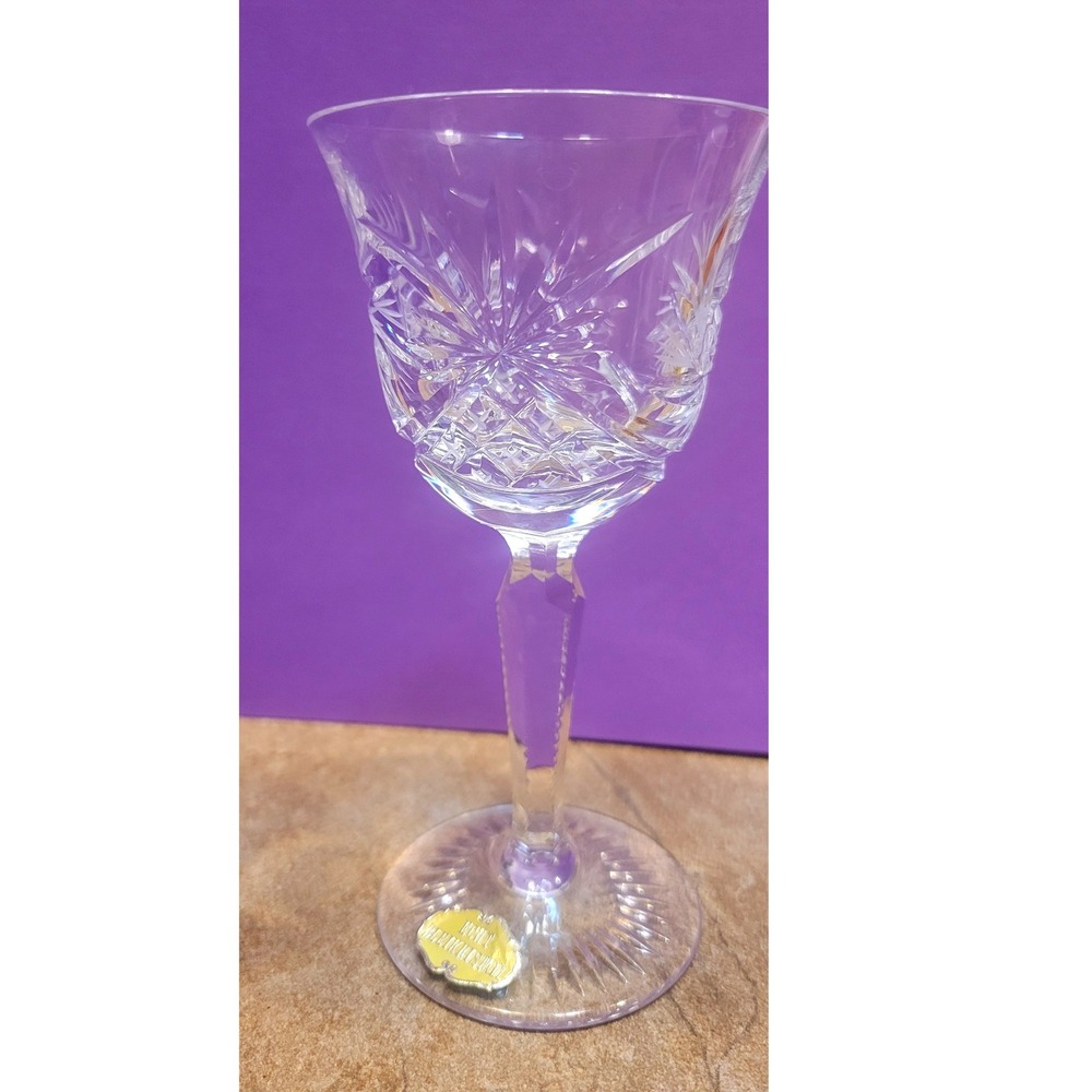 Echt Bleikristall Crystal Wine Glasses Set 2 Starburst Cut West Germany 6 in